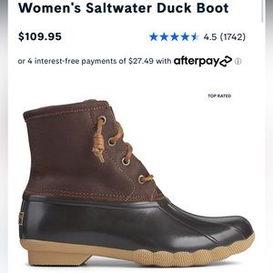 Sperry Saltwater Duck Boot - Tan / Dark Brown - Size 7
